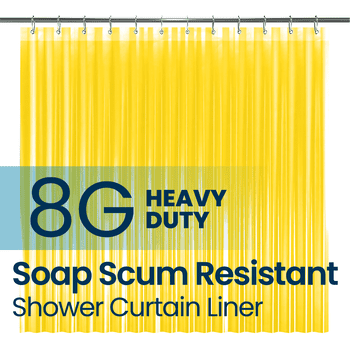 LiBa PEVA 8-Gauge Bathroom Shower Curtain Liner, 72" W x 72" H 8G Gold, Heavy-Duty Thickness Stall Shower Liner, Waterproof, Mold & Mildew-Resistant, Heavyweight Non-Toxic Fabric