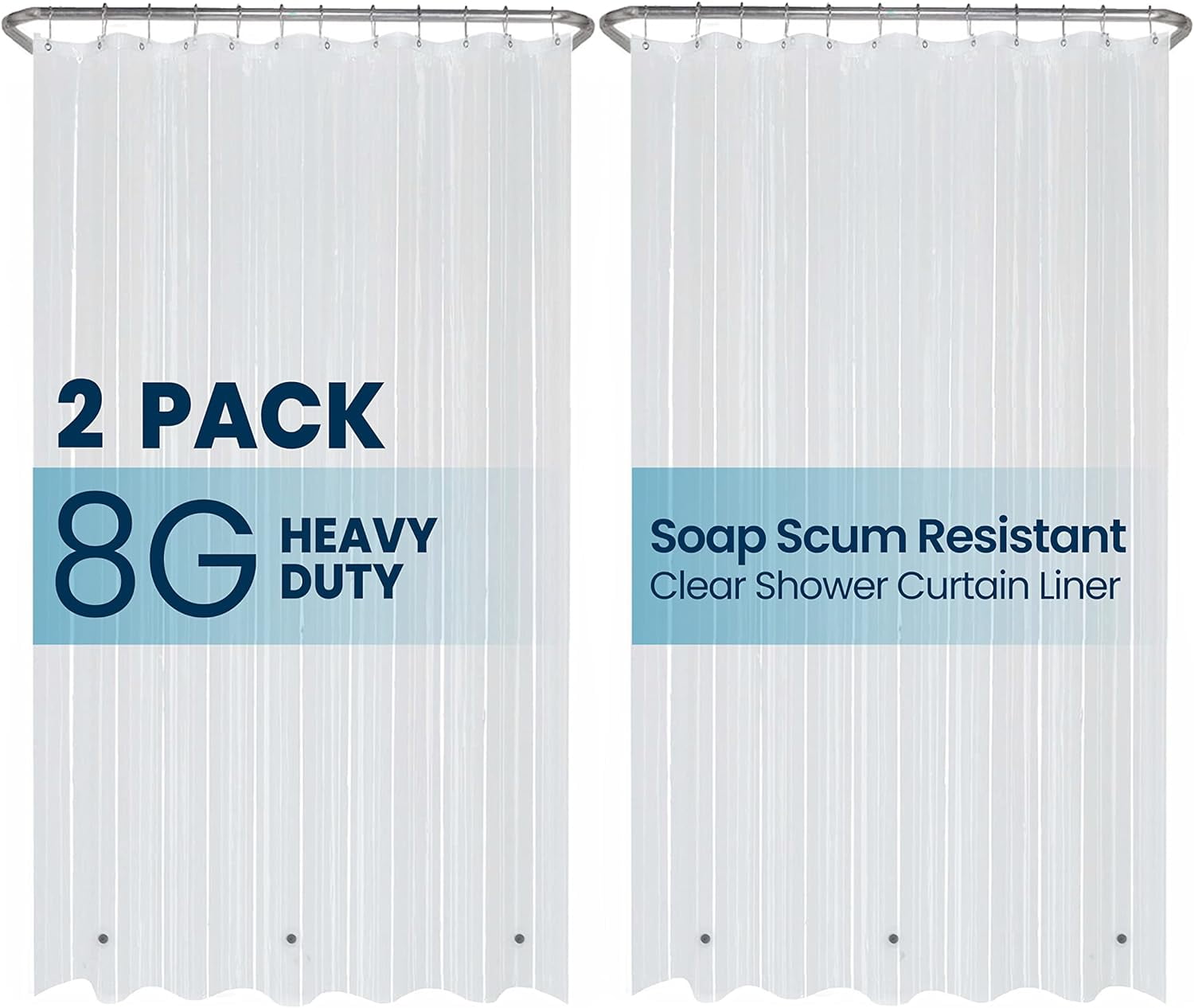 LiBa PEVA 8Gauge Bathroom Shower Stall Curtain Liner, 72" W x 72" H 8G