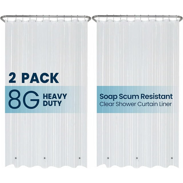 LiBa PEVA 8Gauge Bathroom Shower Stall Curtain Liner, 72" W x 72" H 8G