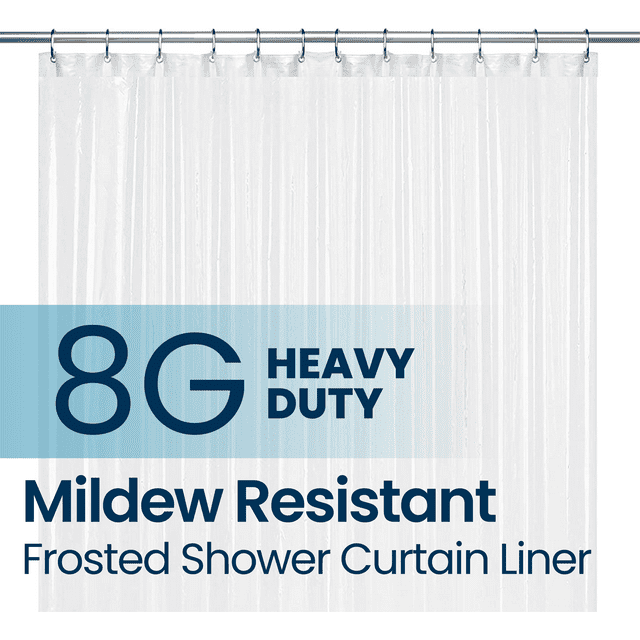 LiBa PEVA 8Gauge Bathroom Shower Stall Curtain Liner, 72" W x 72" H 8G Frosted, Heavyweight Non