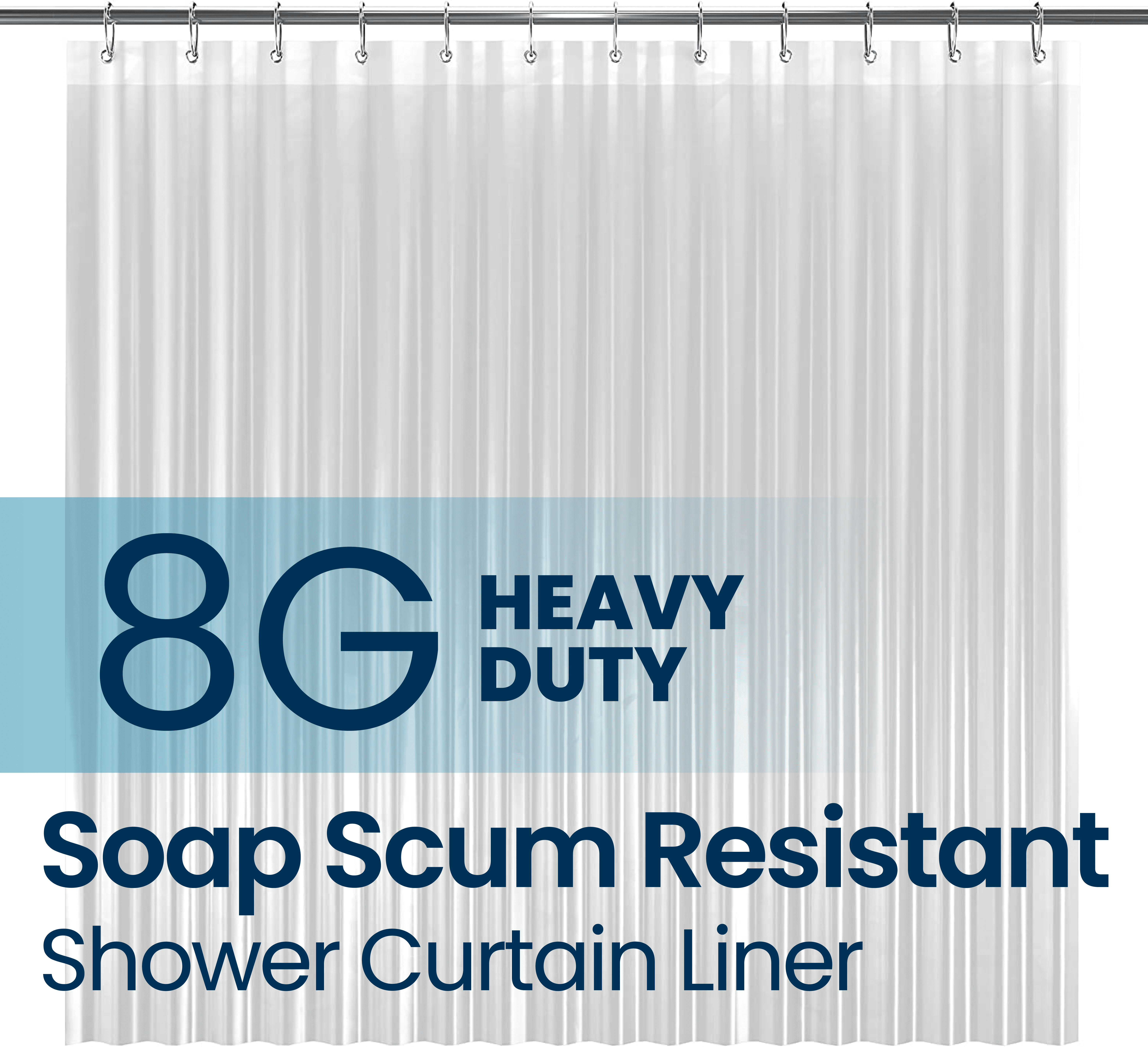 Liba Peva  Heavy Weight Bathroom Curtain Shower Liners, Heavyweight Non-Toxic Fabric, Heavy-Duty Thickness, Waterproof, Clear, 72" W x 72" H