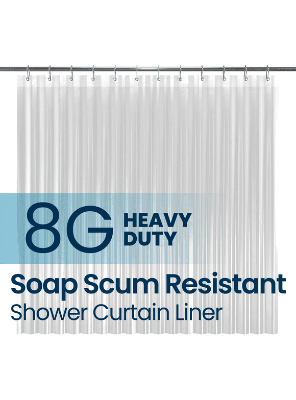 LiBa PEVA 8-Gauge Bathroom Shower Stall Curtain Liner, Heavyweight Non-Toxic Fabric, Heavy-Duty Thickness, Waterproof, Mold and Mildew-Resistant, Clear, 72" W x 72" H