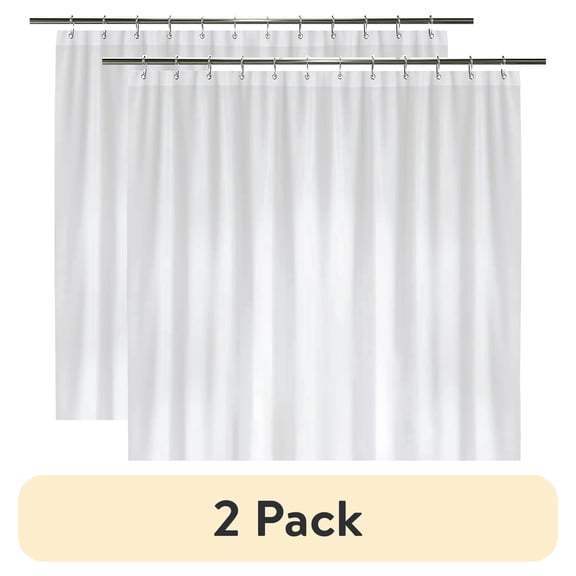 (2 pack) (2 pack) LiBa PEVA 8-gauge Bathroom Shower Stall Curtain Liner, Heavyweight Waterproof, White, 72" W x 84" H