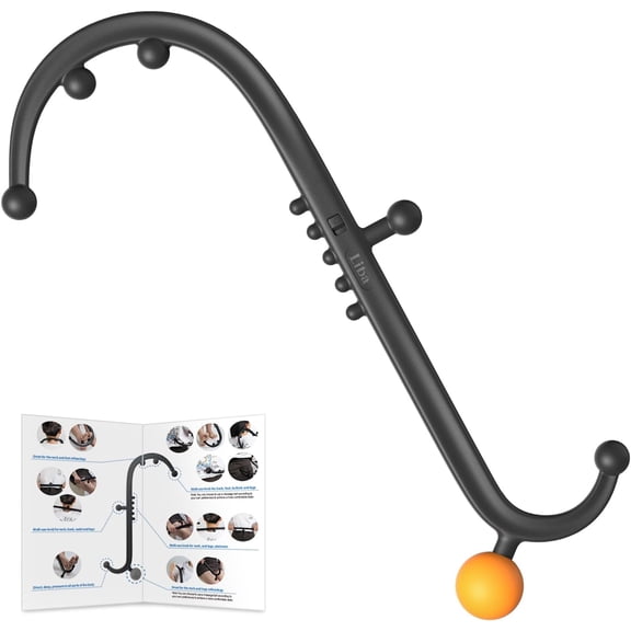LiBa Trigger Point Massage Tool, Detachable Back Neck Shoulder Massager for Pain Relief, Manual Therapy Massage Cane Hook Stick with Massager Ball