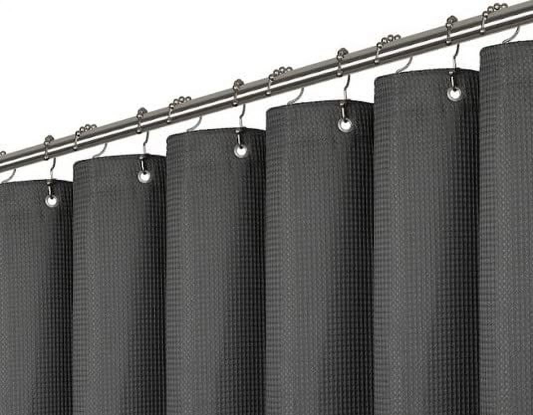 LiBa Waffle Weave Fabric Gray Shower Curtain, 72” W x 72” H Water