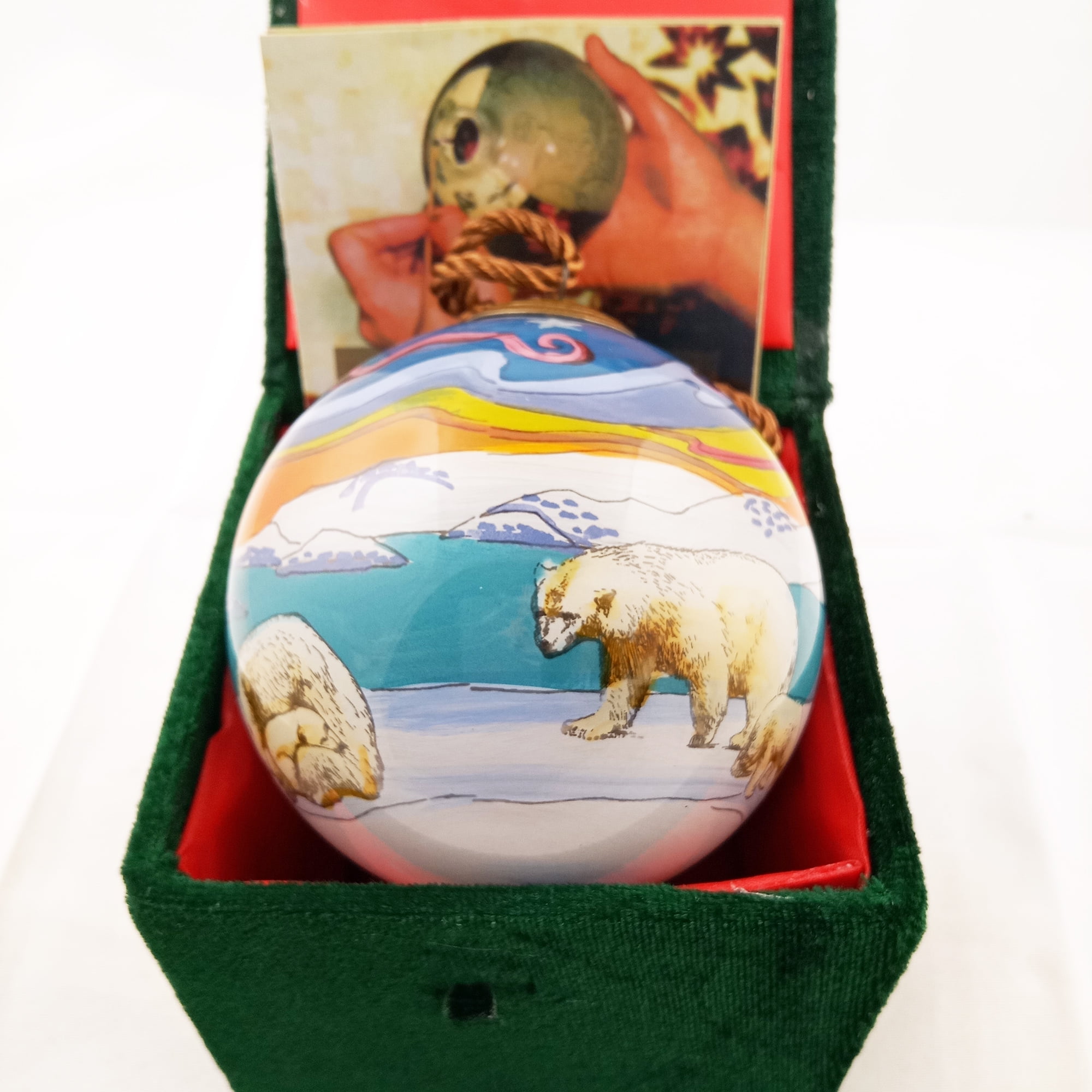 LiBien Inside Painted Glass Ball Ornament Polar Bear Design