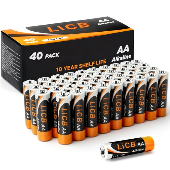 LiCB 1.5 Volts Alkaline AA Batteries 40 Pack, Long-Lasting Alkaline Double a Battery