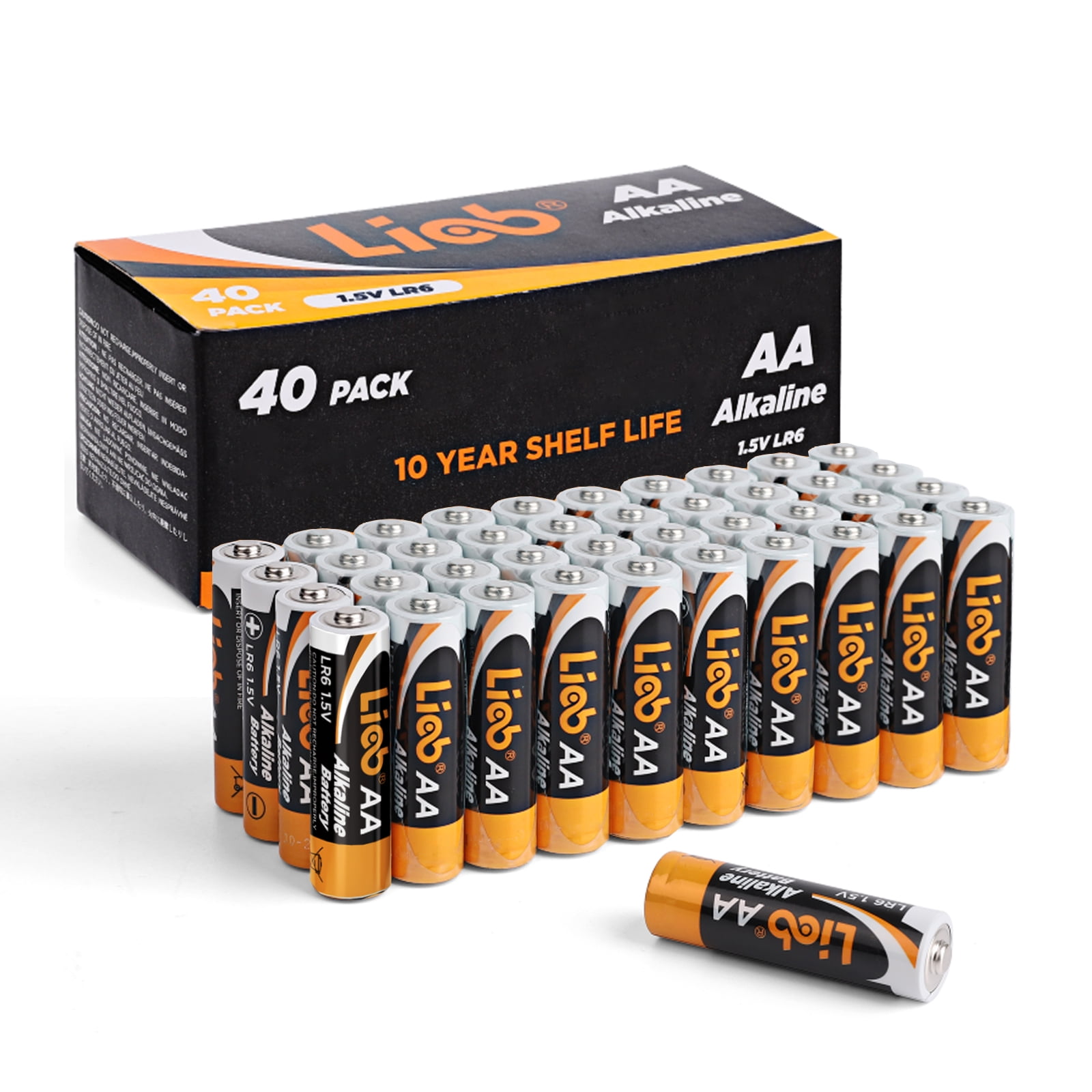 LiCB 1.5 Volts Alkaline AA Batteries 40 Pack, Long-Lasting
