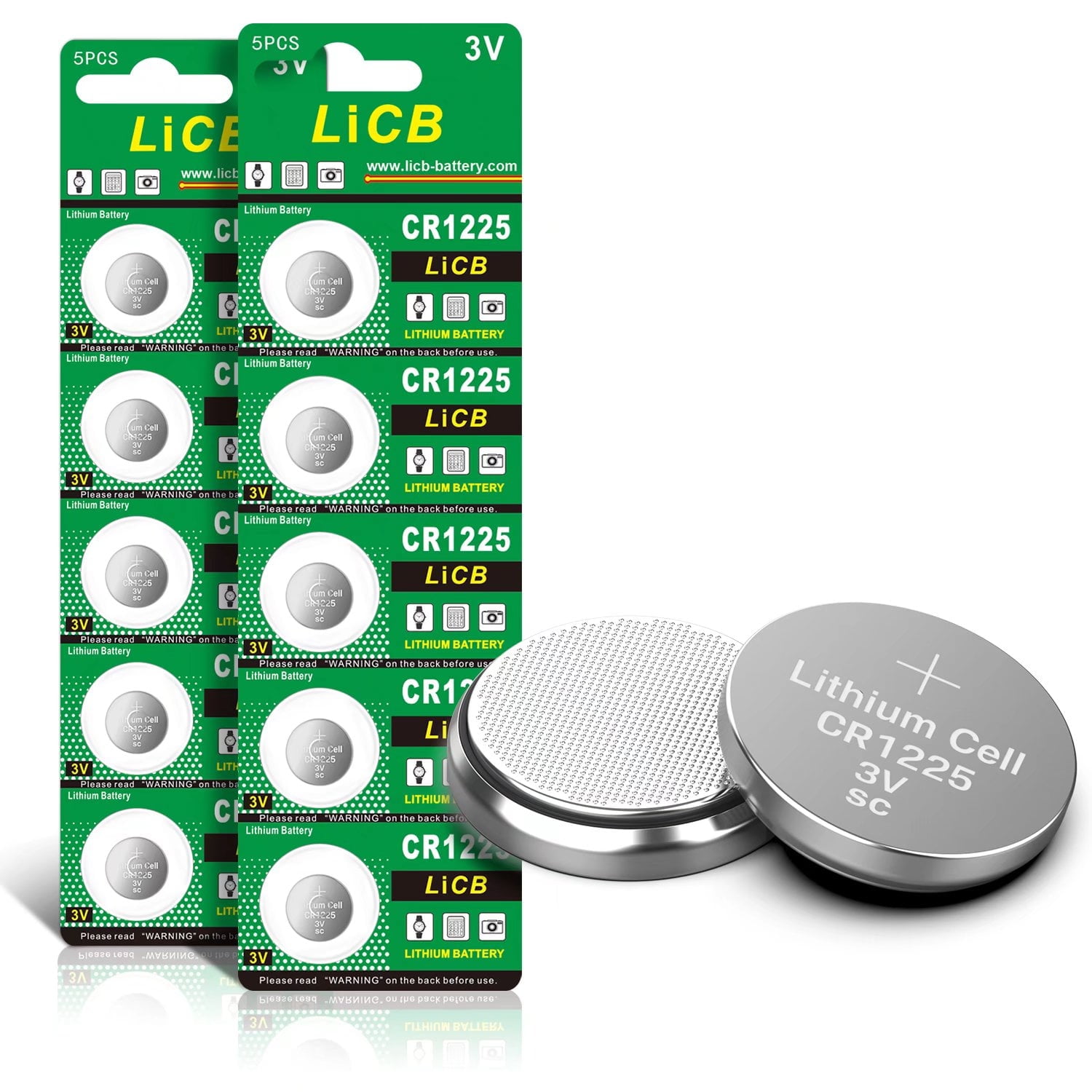 LiCB 10 Pack CR1225 3V Lithium Battery CR 1225 Button Coin Cell