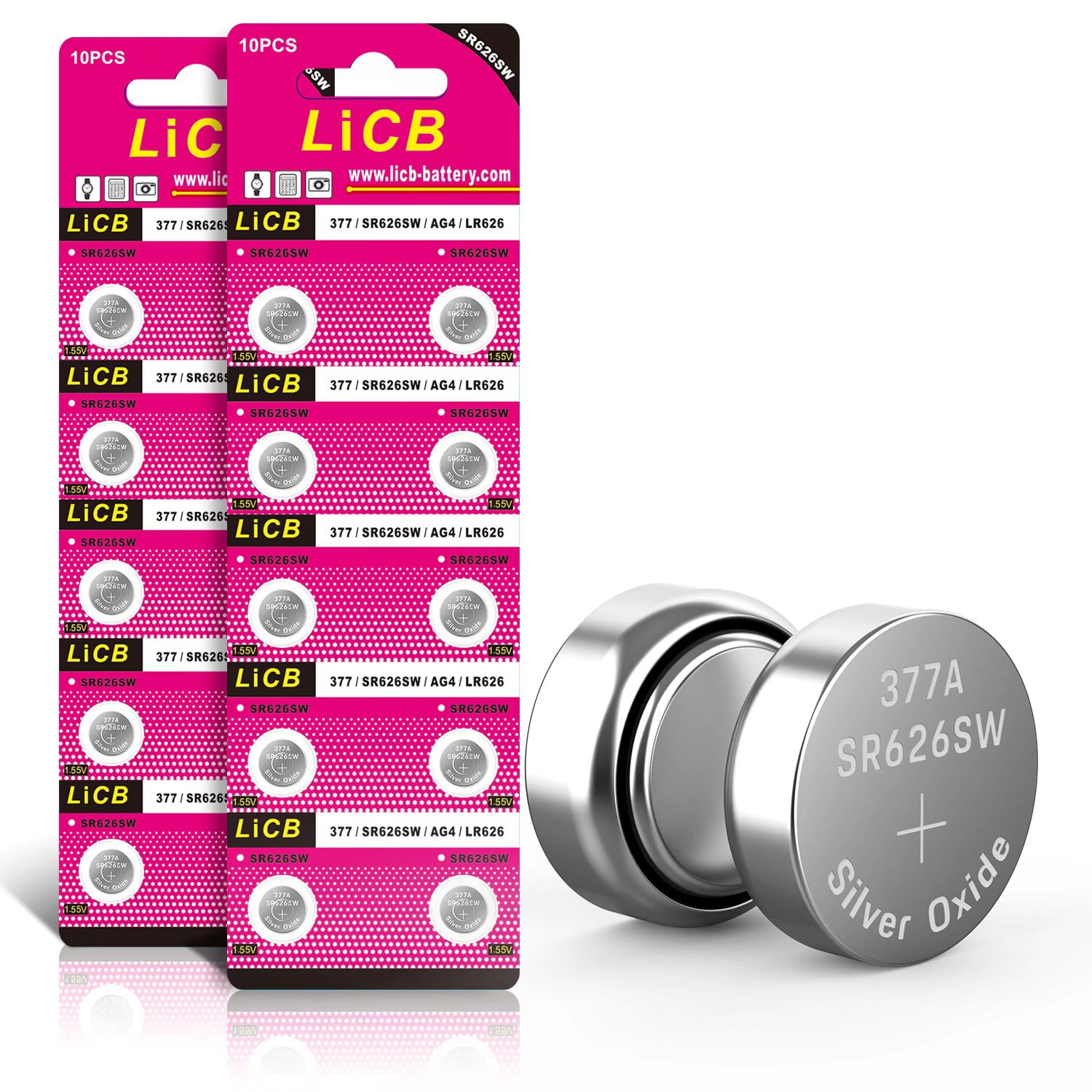 Murata 377 SR626SW Battery 1.55V Silver Oxide Watch Button Cell - Replaces Sony  377 (10 Batteries) 