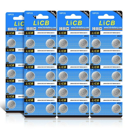 LiCB 40 Pack LR44 AG13 357 303 SR44 Battery 1.5V Button Coin Cell Batteries for Watches Clocks
