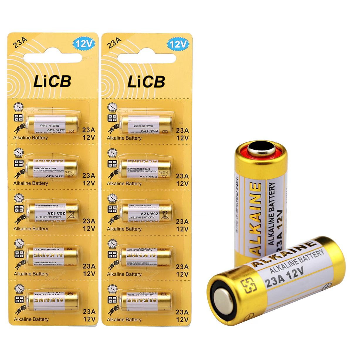 LiCB A23 23A Batteries 12V 23ae Pile Alcaline Miniature (10 Pièces)