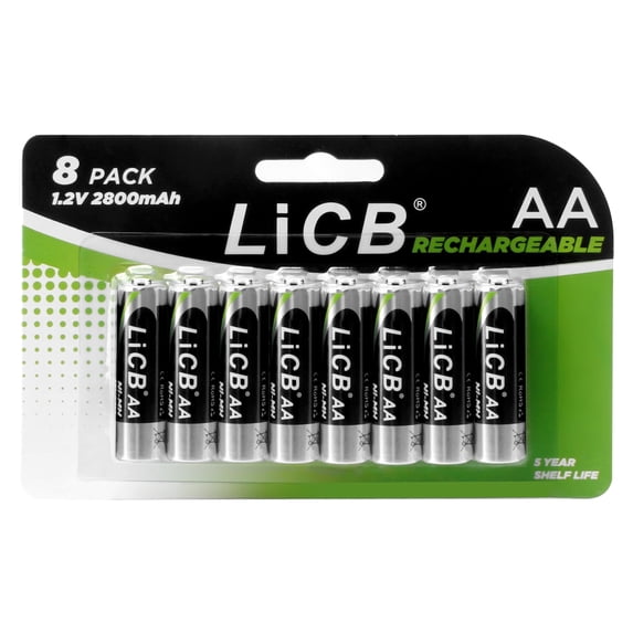 Liccb LiCB AA Rechargeable Batteries, 2800mAh High Capacity, Pack of 8, NiMH ...
