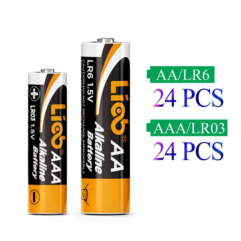 LiCB Alkaline AA Batteries and AAA Batteries 48 Pack Value Pack 24