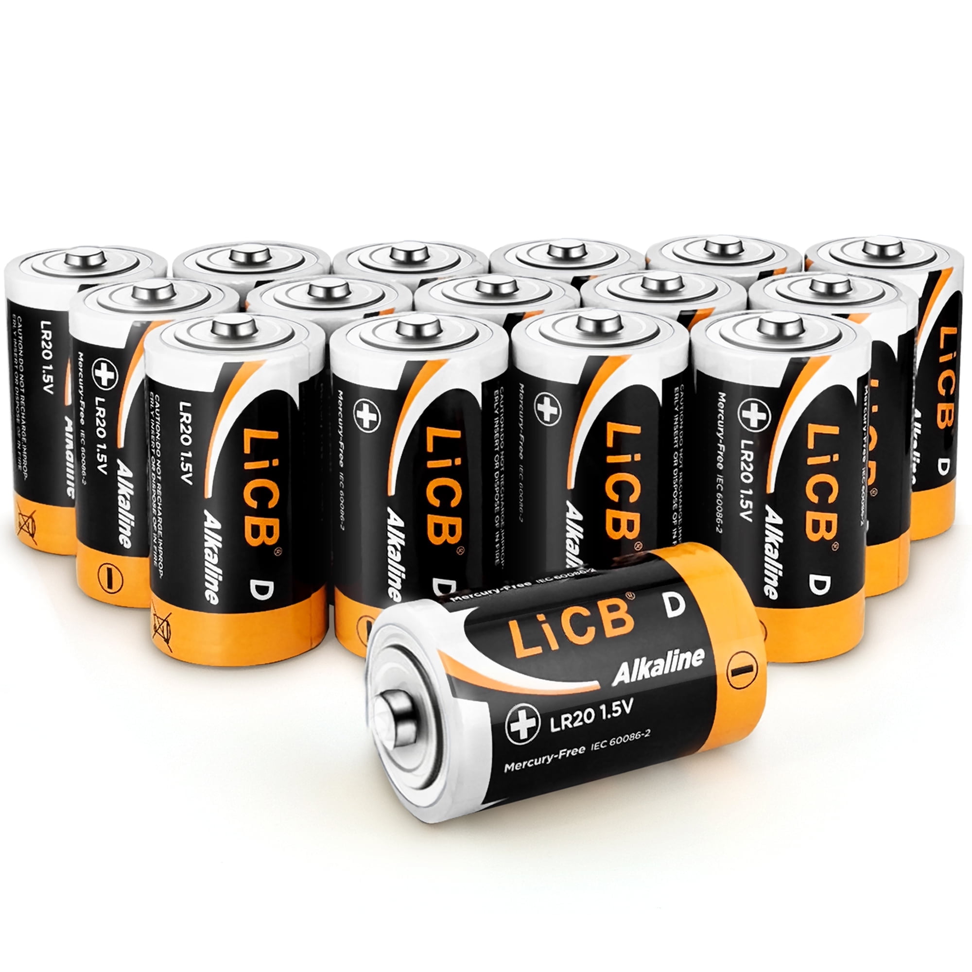 LiCB Alkaline D Batteries 16-Pack, 1.5 Volts Long-Lasting D Cell Alkaline Batteries Perfect for Camping Lantern