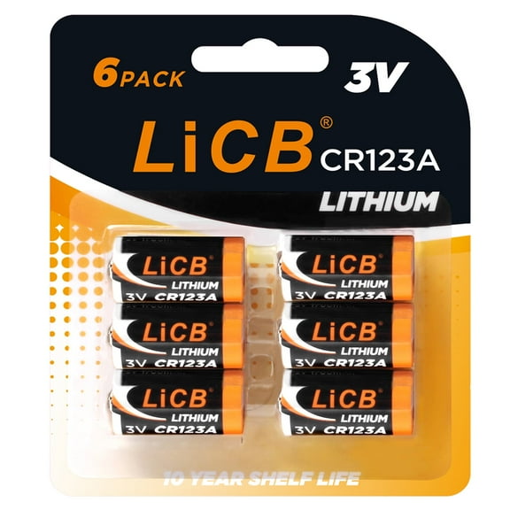 LiCB CR123A Lithium Batteries (6 Pack), 3 Volts High Capacity 123 Battery