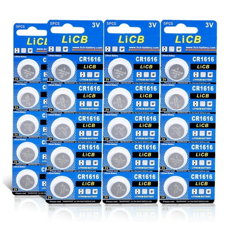 LiCB CR1616 3V Lithium Battery cr 1616 battery for car remote (20 Pack)