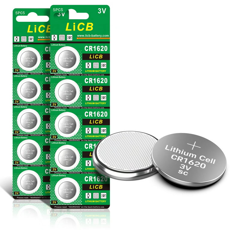 LiCB 5 Pack CR1620 Battery, Long-Lasting & High Capacity CR 1620 Lithium  Batteries,3V CR1620 Coin & Button Cell for Car Remote & Key Fob