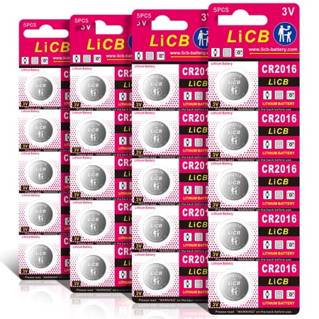 LiCB CR2016 Lithium Batteries 3 Volt Coin & Button Cell (20 Pack)