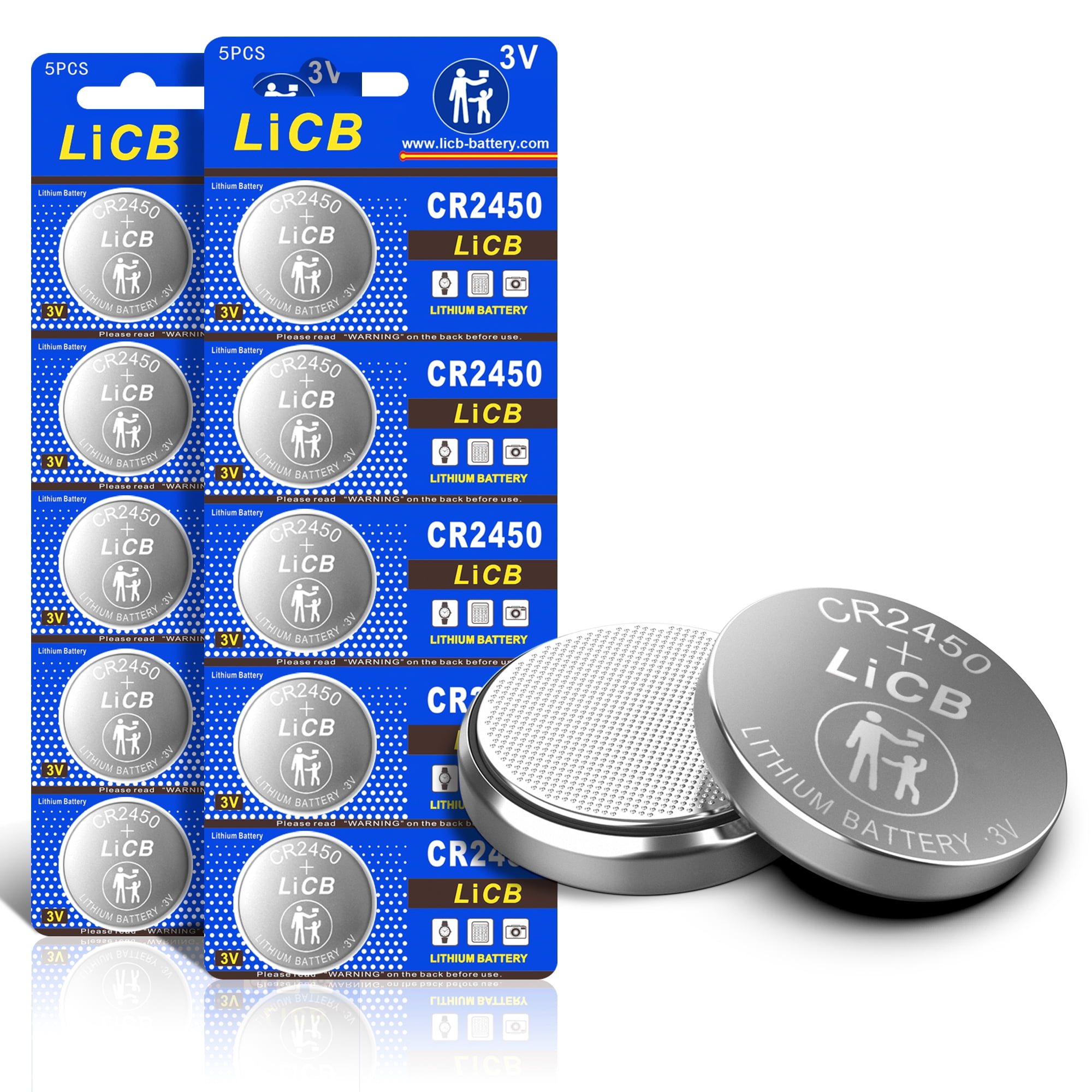 LiCB CR2450 Battery 3V Lithium CR 2450 3 Volt Coin & Button Cell (10 Pack)