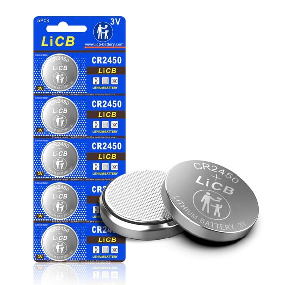 LiCB CR2450 Battery 3V Lithium CR 2450 3 Volt Coin & Button Cell (5 Pack)