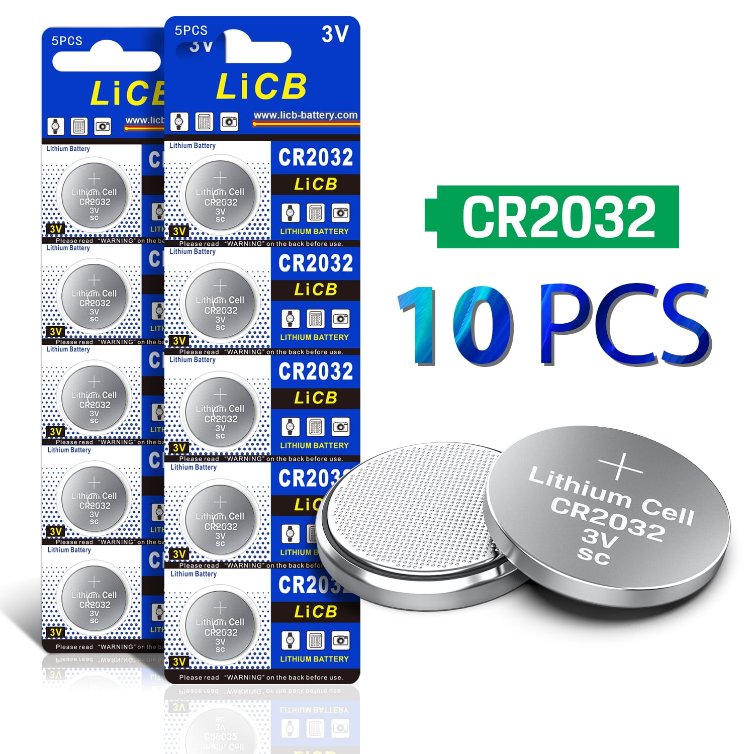 LiCB Lot de 10 piles boutons au lithium CR2032 3 V : : High-Tech