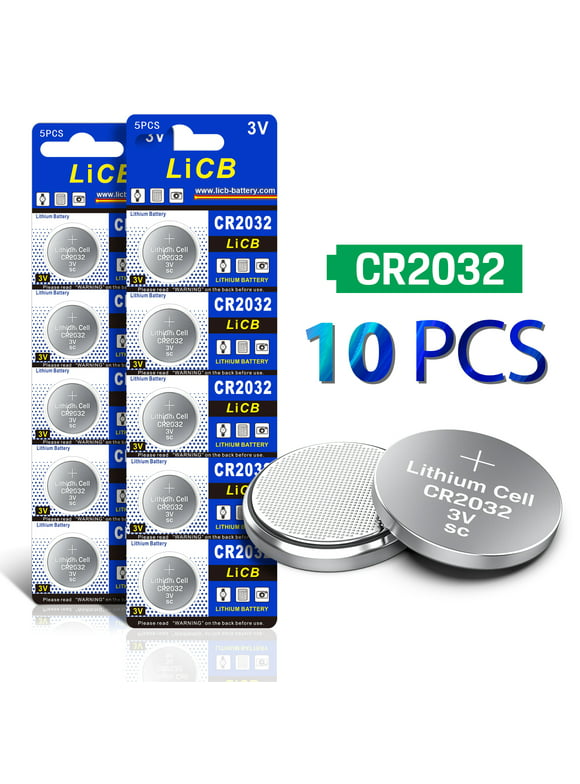 LiCB Cr2032 Battery 2032 3v Lithium Coin Battery Cell CR 2032 Button Batteries（10-Pack）