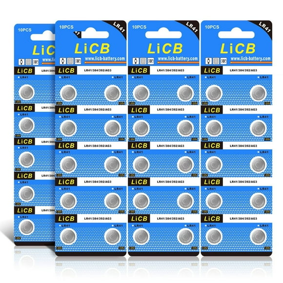 LiCB LR41 AG3 Button Battery Alkaline 1.5V for Digital Thermometer-40 Pack