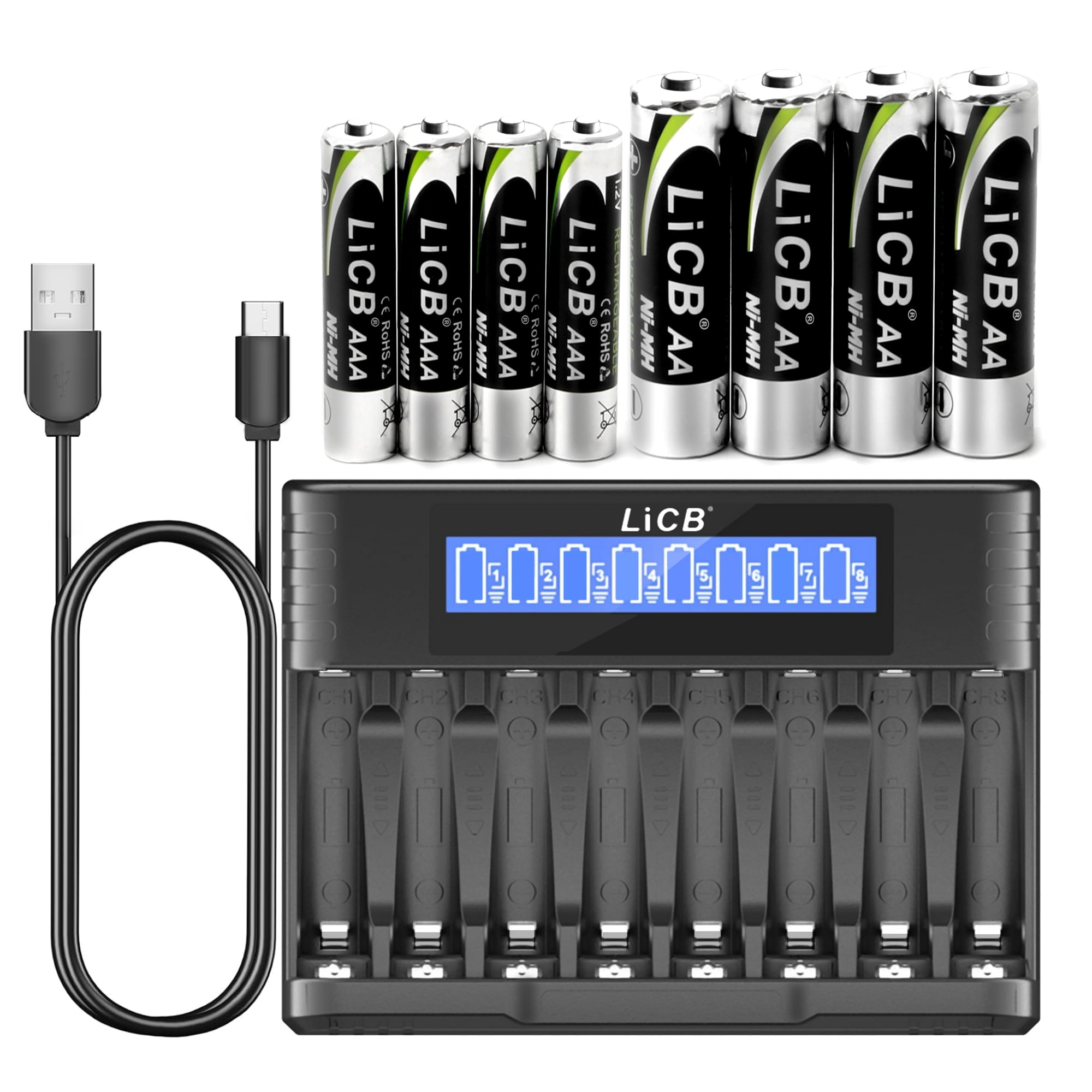 LiCB Rechargeable Batteries AA 2800mAh & AAA 1