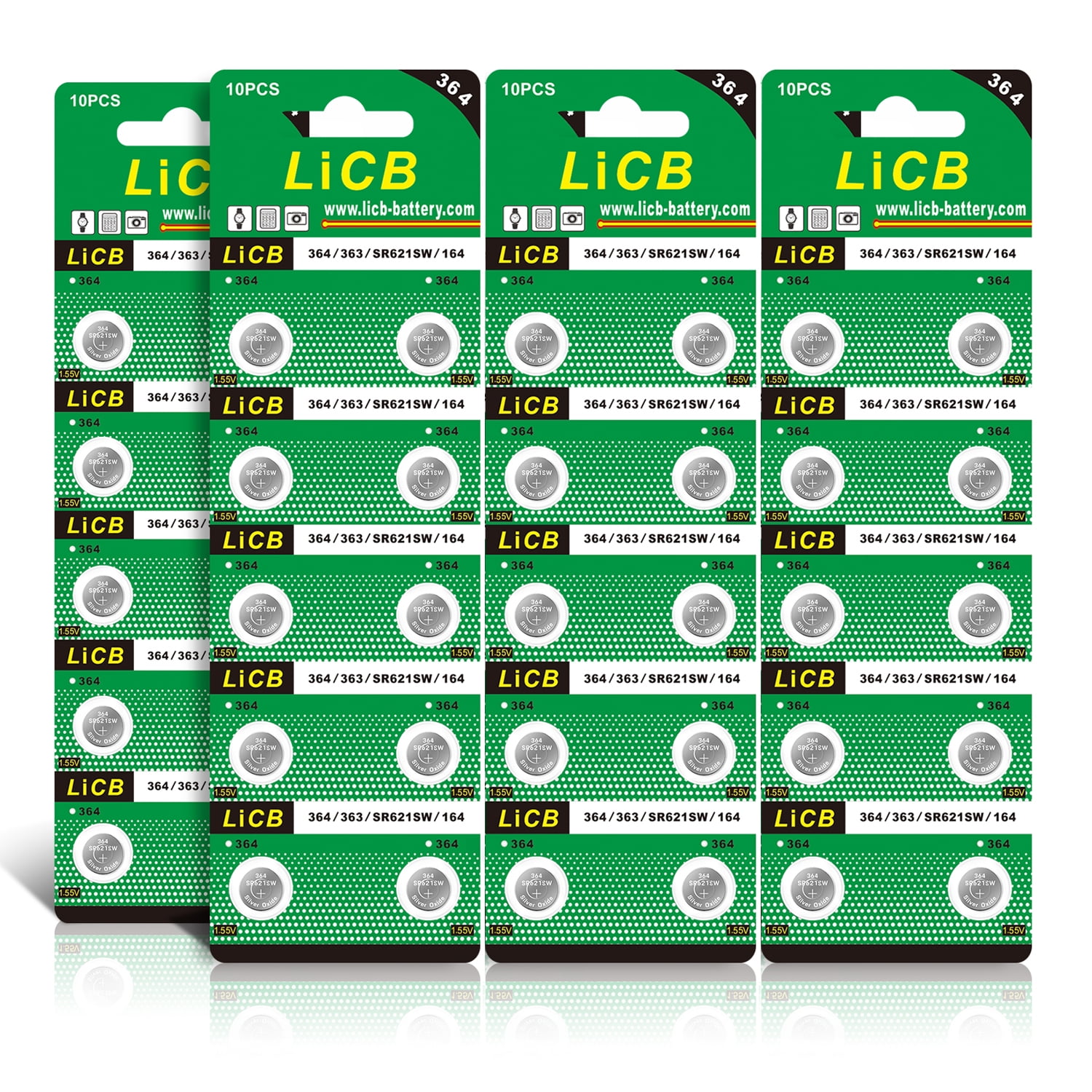 LiCB SR621SW 364 Silver Oxide Button Battery 1.55V Watch Batteries40