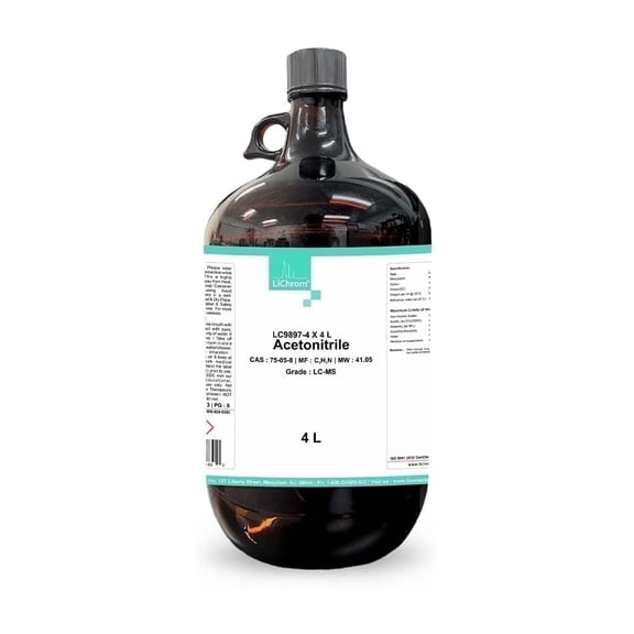 LiChrom Laboratory Grade 99.5% LCMS Grade Acetonitrile 4l