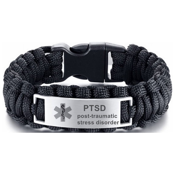 LiFashion LF Mens Stainless Steel PACEMAKER Medical Alert Outdoor Black Rope Paracord Survival Medical ID Bracelet Sos Emergency Cuff Bracelets for Adult Hiking Camping Hunting Activities