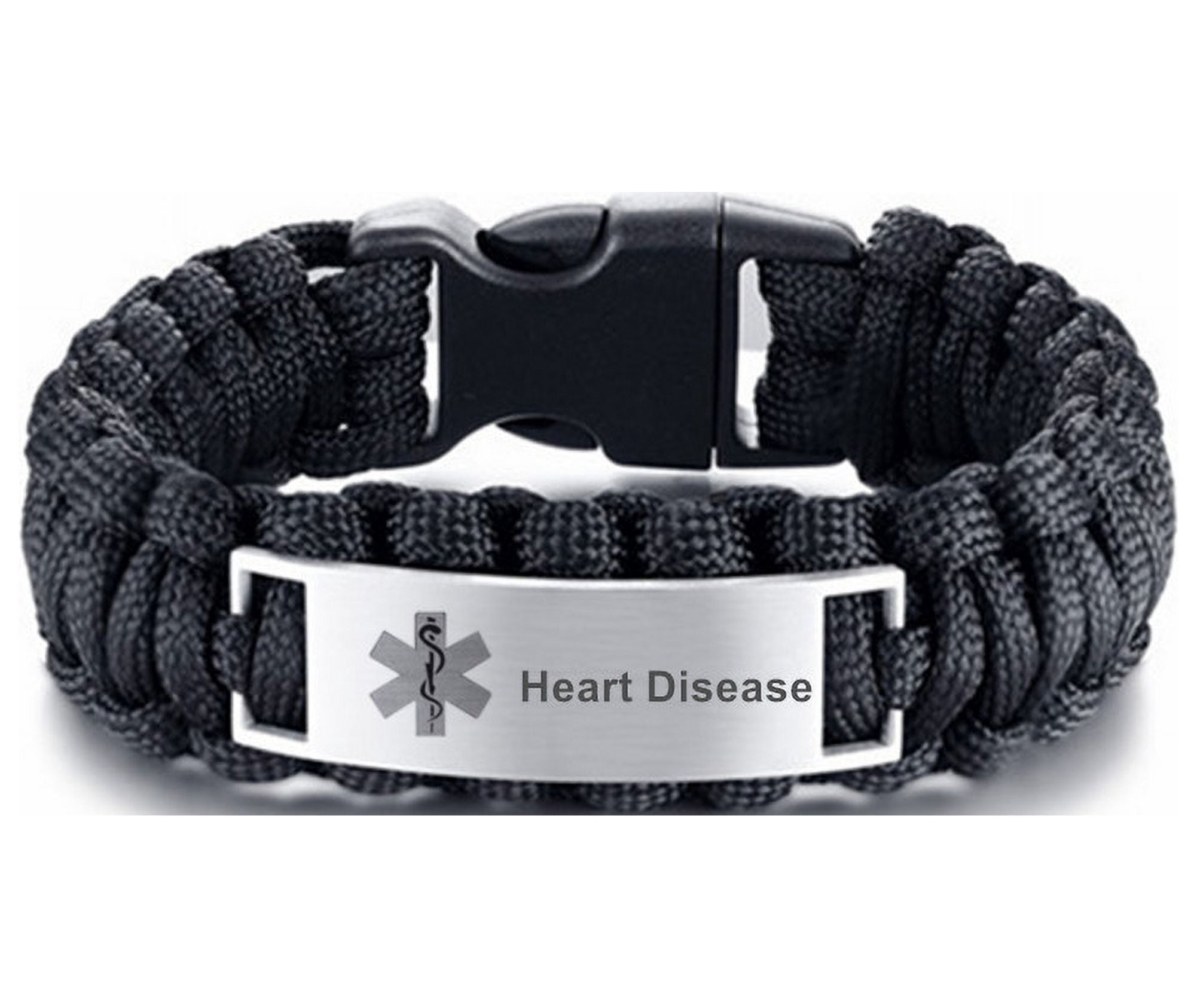 LiFashion LF Mens Stainless Steel PACEMAKER Medical Alert Outdoor Black ...