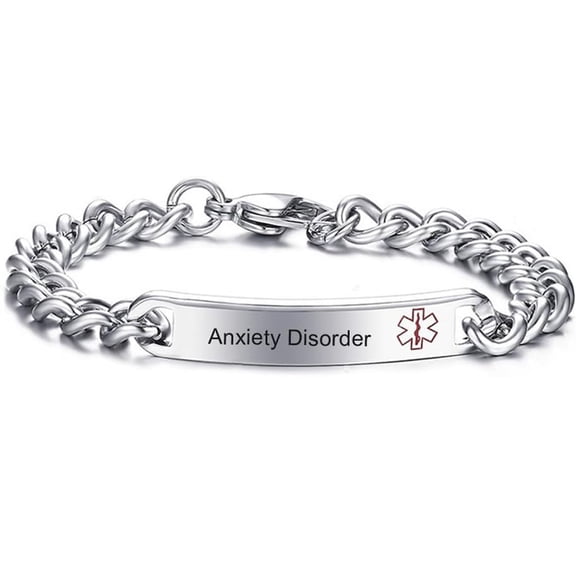 LiFashion LF Stainless Steel Cuban Link Personalized Name ICE Medical Alert Bracelet Medic ID Identification Bracelets Awareness Sos Emergency for Men Women 20.5cm,Free Engraving Customized