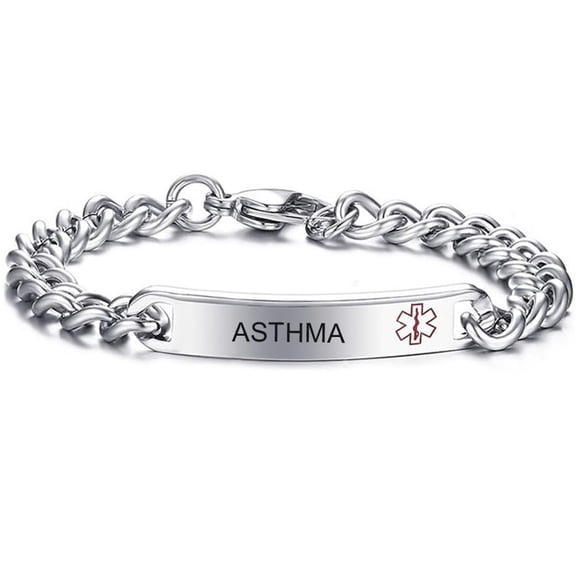 LiFashion LF Stainless Steel Cuban Link Personalized Name ICE Medical Alert Bracelet Medic ID Identification Bracelets Awareness Sos Emergency for Men Women 20.5cm,Free Engraving Customized