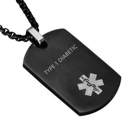 Type 2 Diabetes Medical Alert Necklace for Men Women Stainless Steel Diabetic Medic ID Health Alert Pendant Heart 4 Sides Bar Medic Necklaces Sos Emergency Jewelry Walmart