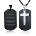 thumbnail image 1 of LiFashion LF Stainless Steel Personalized Name Custom to My Son Cross Dog Tag Pendant Necklace for Son Sentiment Motivational Quote Engraved for Christmas Birthday Gift from Dad Mom, 1 of 5