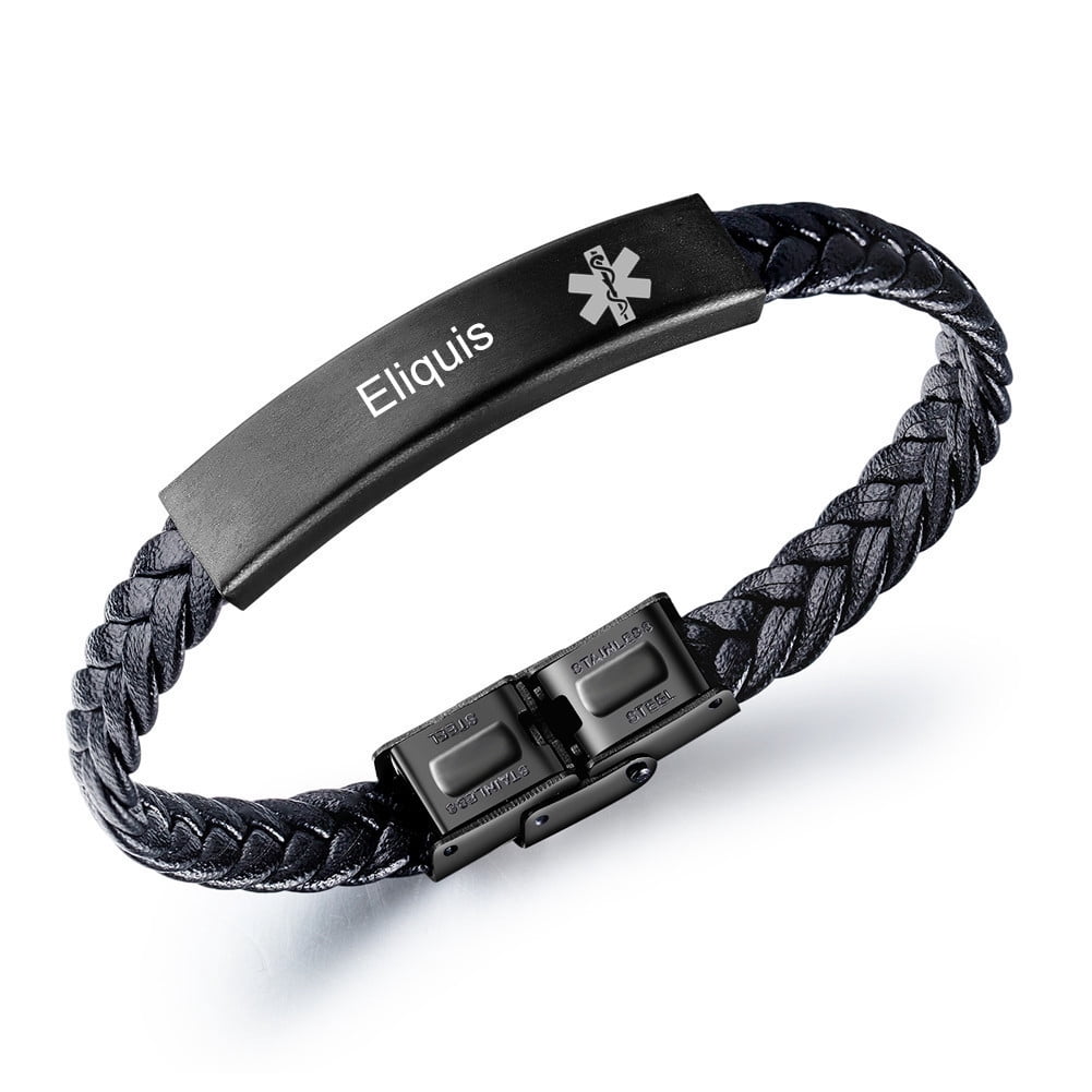 LiFashion Medical Alert Bracelet for Men Women,Stainless Steel Black ...