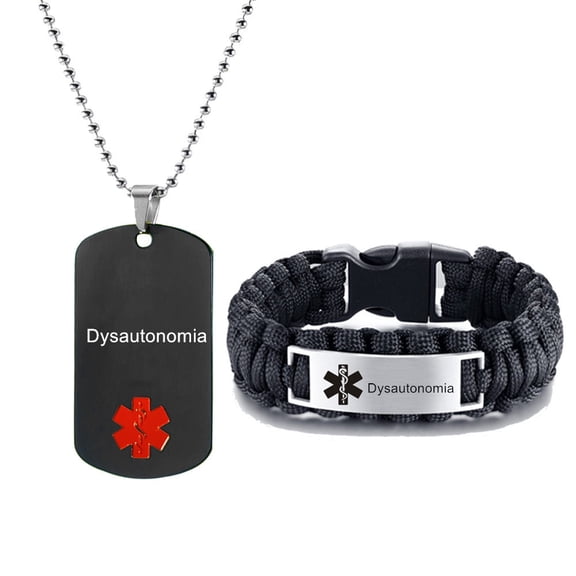 LiFashion Personalized Customize Medical Alert Jewelry Sets Emergency ID Tag Paracord Survival Caduceus Bracelet Necklace Sets,Engraving Medic Jewelry for Men(Medical Alert Necklace + Bracelet)