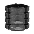 thumbnail image 1 of LiFashion Personalized Inspirational Bible Verse Bracelet Set for Men,Adjusted Faith Wristbands Stainless Steel Silicone Scripture Quote ID Bracelets Encourage Christian Religious Gift,4 Packs, 1 of 4