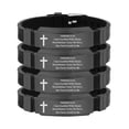 thumbnail image 1 of LiFashion Personalized Inspirational Bible Verse Bracelet Set for Men,Adjusted Faith Wristbands Stainless Steel Silicone Scripture Quote ID Bracelets Encourage Christian Religious Gift,4 Packs, 1 of 4