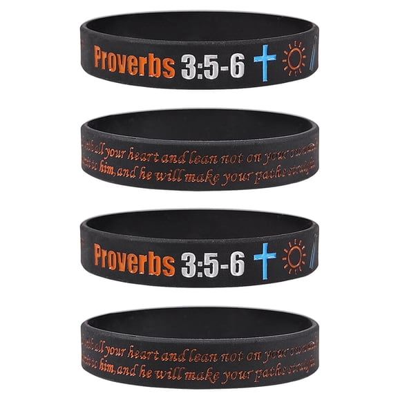LiFashion Proverbs 3 5-6 Bracelet for Men Women,Trust in The Lord Bible Verse Silicone Wristband Scripture Quote Stretch Bracelets Religious Faith Inspirational Jewelry Baptism Easter Gift,7.9''