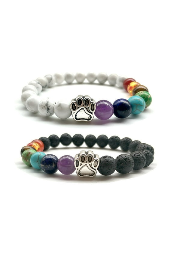 Rainbow Bridge Pet Memorial Gift for Men Women,Pet Paw Rainbow Bridge Bracelet Dog Paw Bead Bracelet Pet Sympathy Jewelry Gift Who Loss of Pets