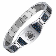 LiFashion US Military Bracelet for Men Stainless Steel Armed Forces Military Gifts U.S. Army Navy Marine Corps Air-force Policeman Link Bracelets with Carbon Fiber Jewelry for Dad,Boyfriend,Husband