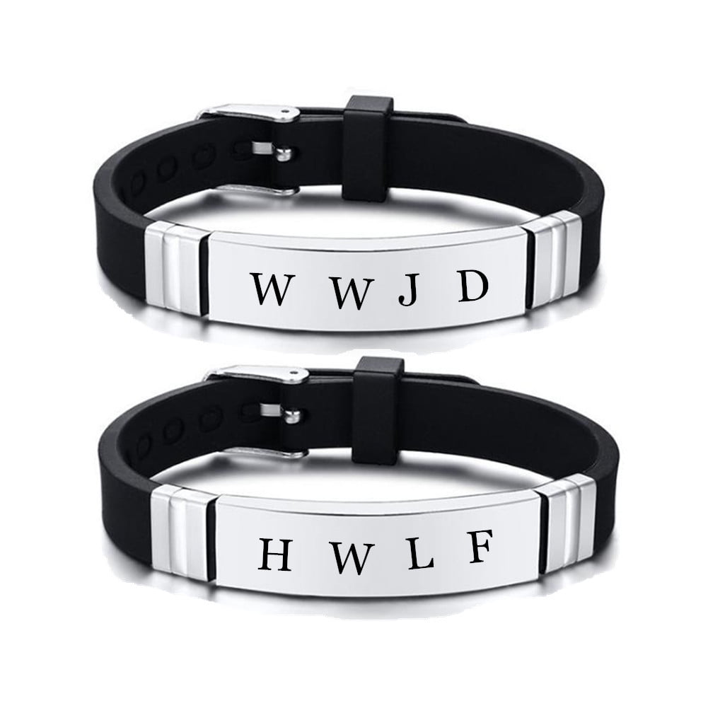 LiFashion WWJD HWLF Bracelet Set for Men Women,2Pcs Stainless Steel ...