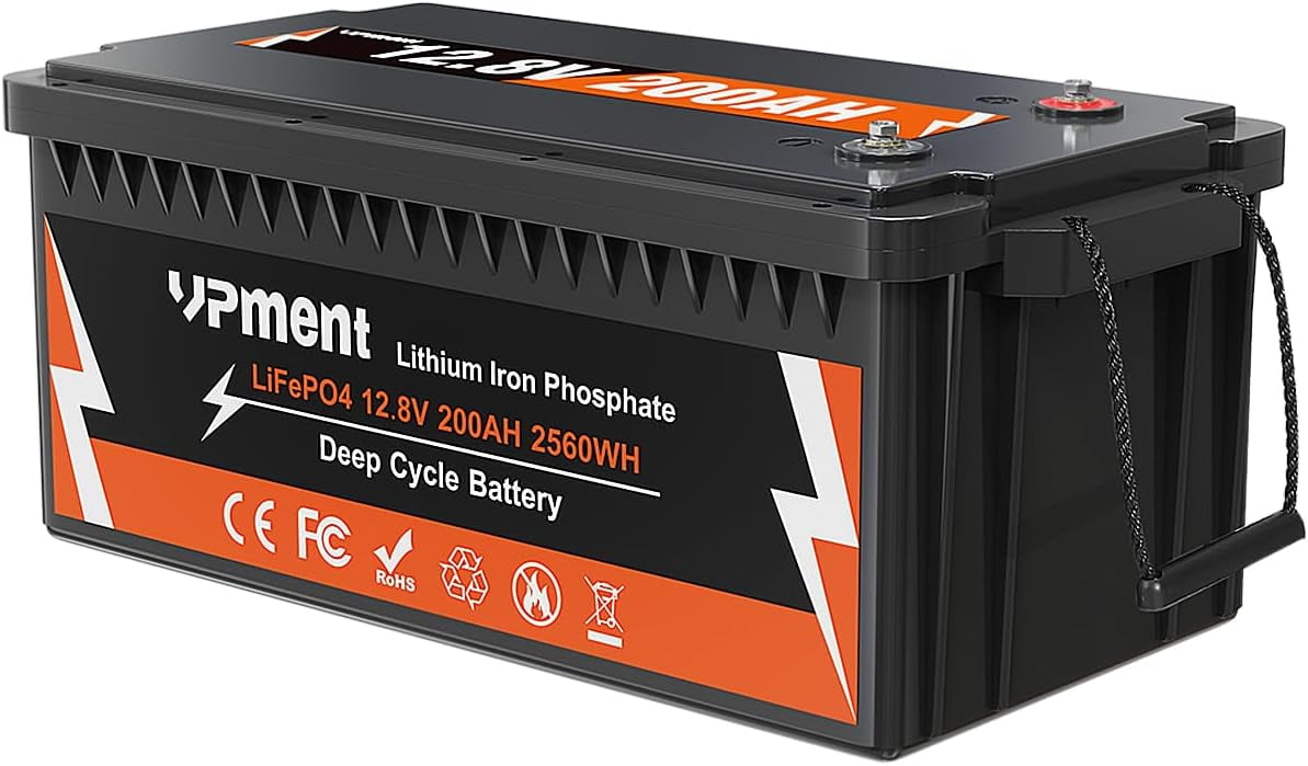 LiFePO4 12V 200Ah Lithium Iron Battery, Built-in 100A BMS, 4000+  Cycles,280amp Max for RV, Solar, Marine Boat 