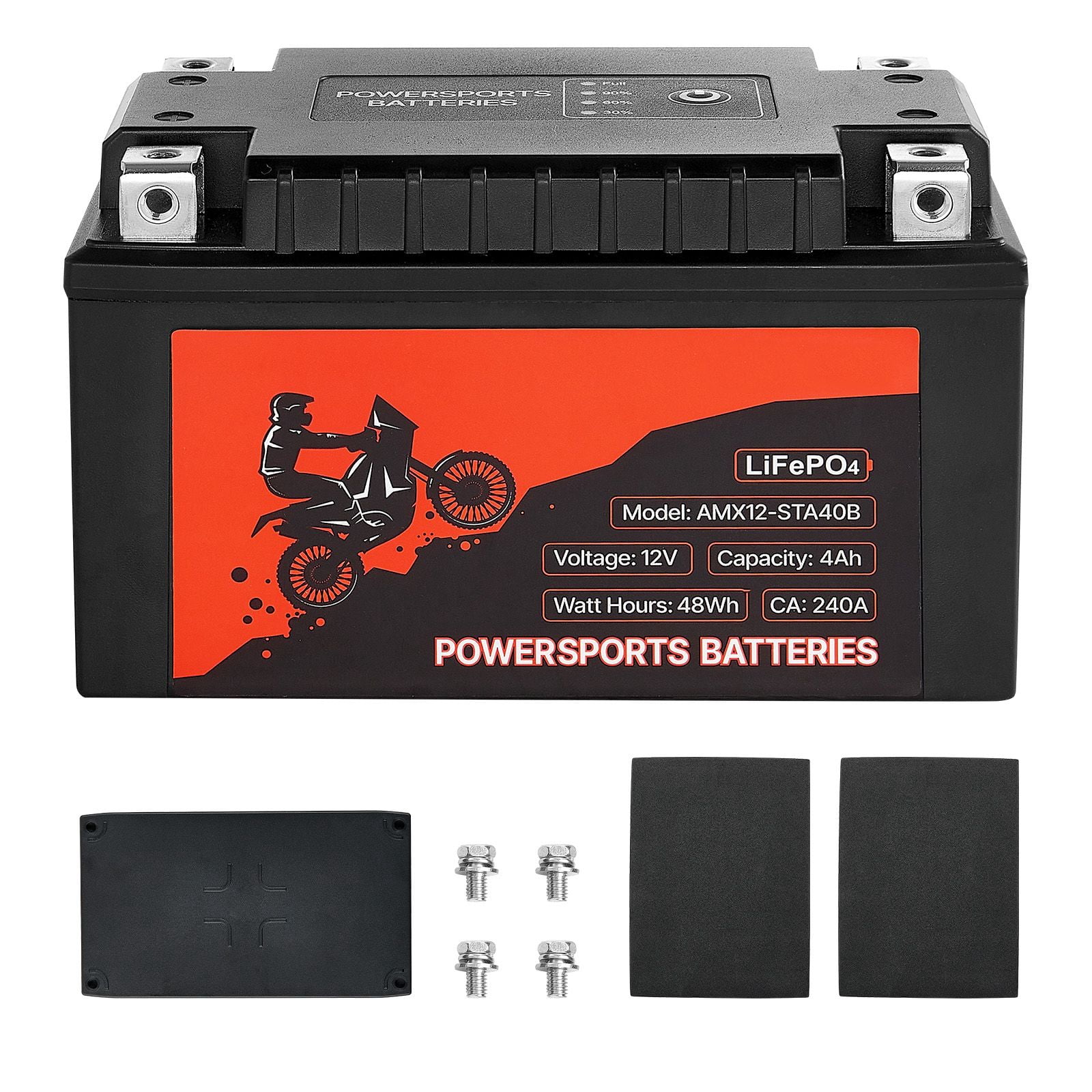 LiFePO4 Motorcycle Battery 12V 4Ah,Maintenance-Free Lithium Powersports Battery for ATV,Dirt Bike,Scooter,Jet Ski&UTV