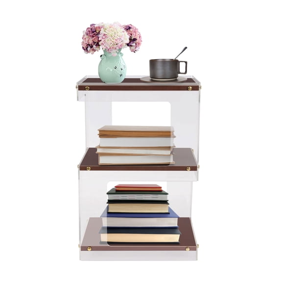 LiHUiee 15.7*15.7*23.6in Bedside Table 3-Tier Square Side Table Modern Freestanding Tea Table for Home