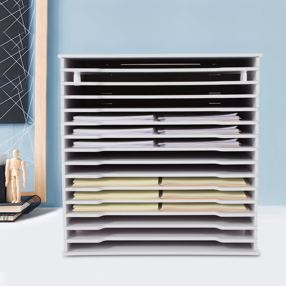 LiHUiee 15 Slots Scrapbook Paper Organizer File Storage Cabinet Desktop Document Organizer for Home/Office