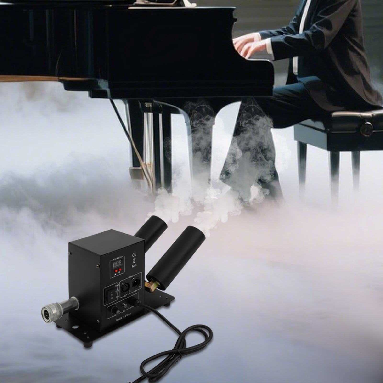 LiHUiee 150W 10A CO2 Jet Machine Dual Nozzles CO2 Fog Machine Modern Jet Fog Machine for Concerts, Parties